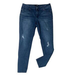 1822 Denim Blue Skinny Jeans with Distressed Details
